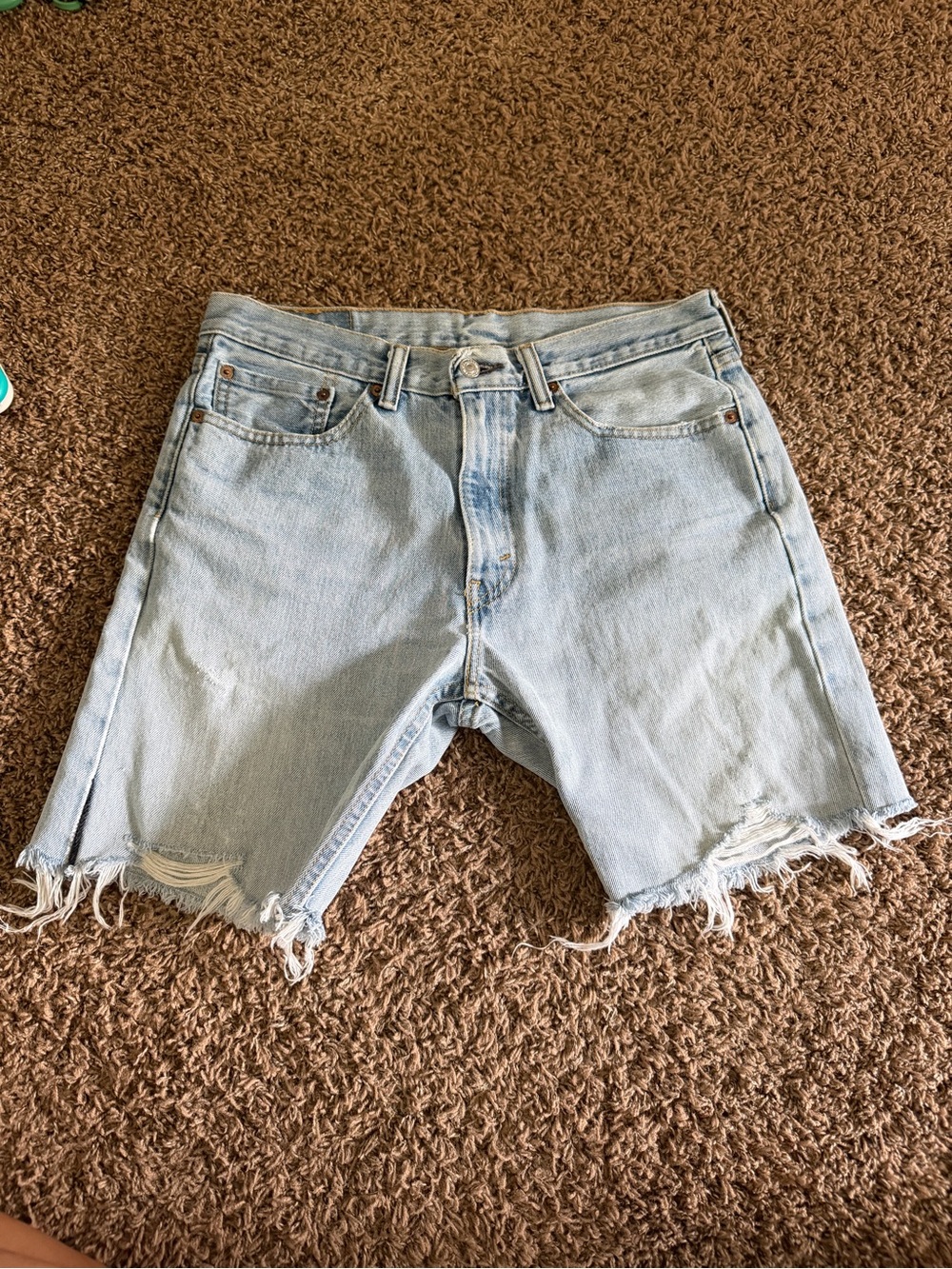 Levi's Light Blue Distressed Denim Cutoff Shorts